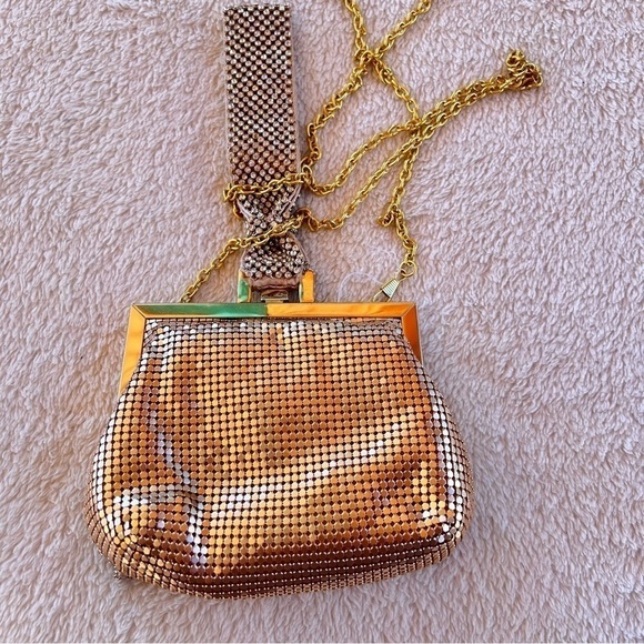 TASHA GOLD MESH RHINESTONE WRISTLET WITH CROSSBODY STRAP NWOT - Picture 3 of 8